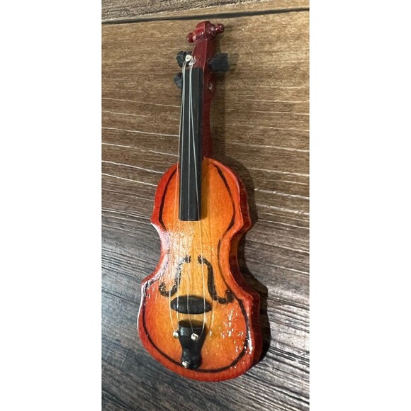 Dollhouse Mini Wooden Violin Instrument - Picture 3 of 8